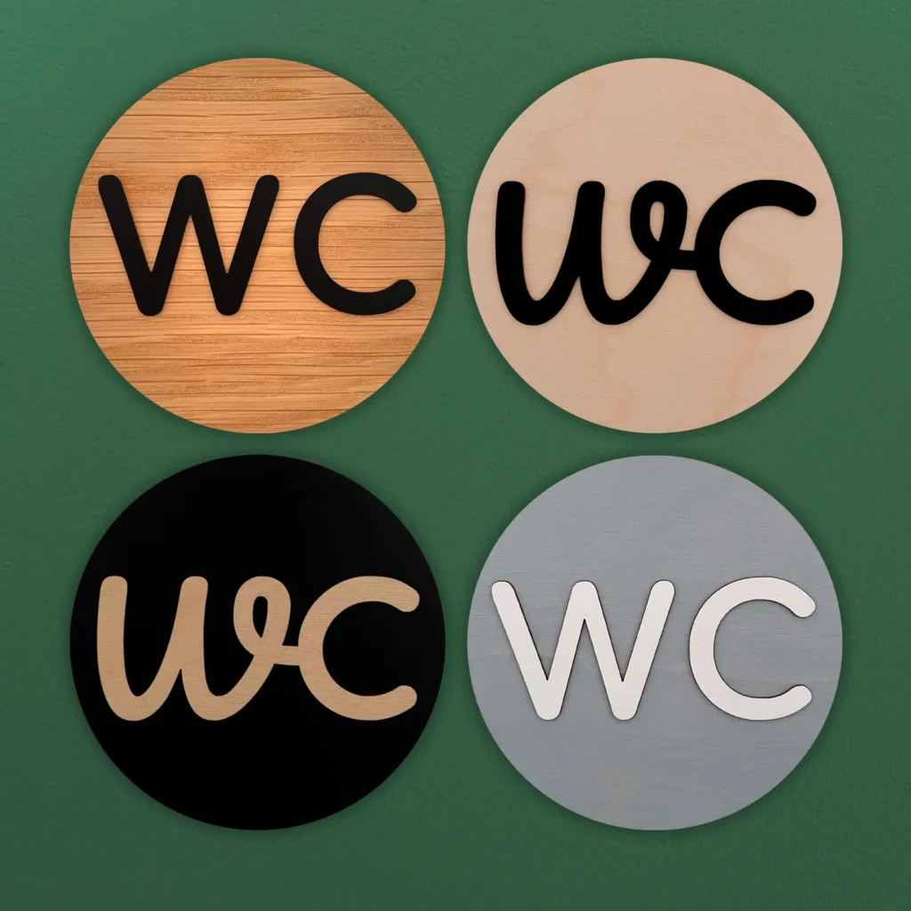 WC kyltti pyöreä kauno tammi koivu musta harmaa valkoinen puinen koivus