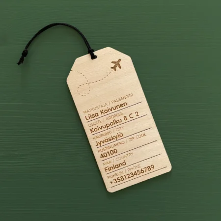 Matkalaukkutagi Matkalaukkutägi koivus kyltti matkalaukkuun matkatarvikkeet